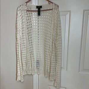 Lauren Ralph Lauren Cream Crochet Cardigan